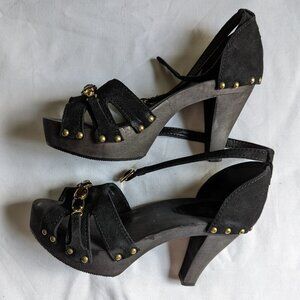 Sanita black suede heels
